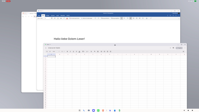 Browsing, Textverarbeitung oder Tabellenkalkulation sind dank der Auswahl im Play Store kein Problem. (Screenshot: Golem.de)